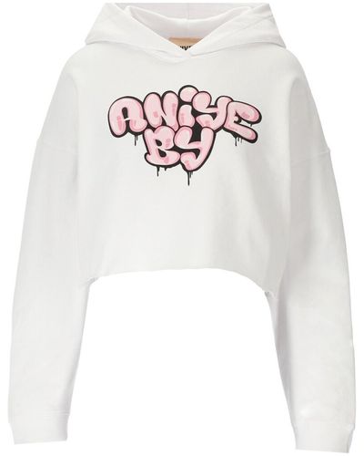 Aniye By Edna weiss crop hoodie - Weiß