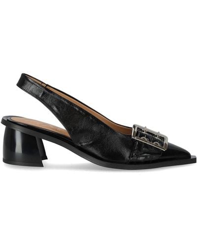 Ganni Slingback Court Shoes With Buckle - Black