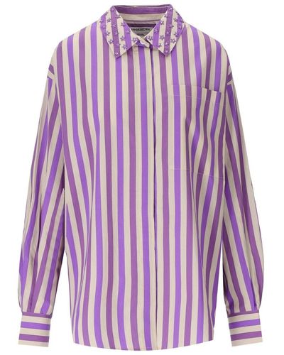Essentiel Antwerp Elijah Purple Striped Shirt