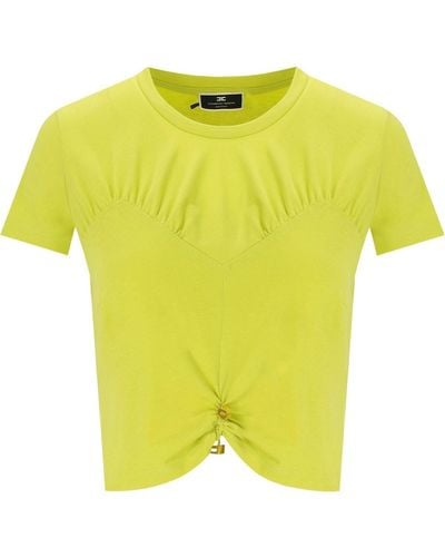 Elisabetta Franchi Cedar Cropped T-shirt - Geel