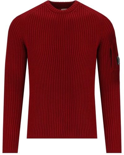 C.P. Company Ketchup Ribbed Rewneck Sweater - Red