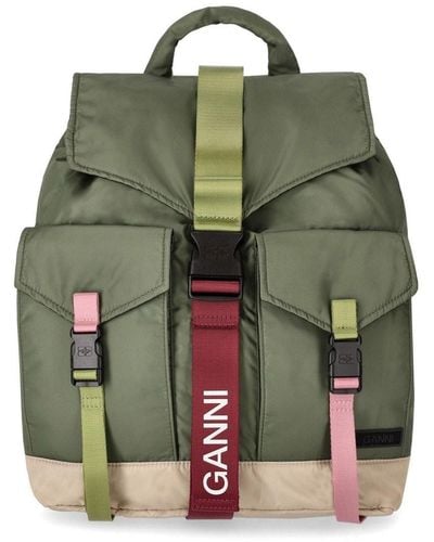 Ganni Tech Military Backpack - Green
