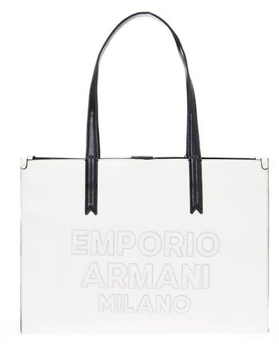 Emporio Armani Milano Zwart Shopper - Wit
