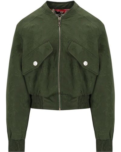 Blugirl Blumarine Chaqueta bomber crop jacquard militar - Verde