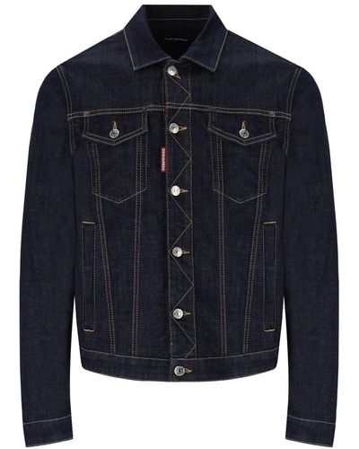 DSquared² Dan Jean Donker Denim Jas - Blauw