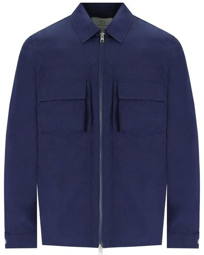 Woolrich Crinkle Overhemd-stijl Jas - Blauw