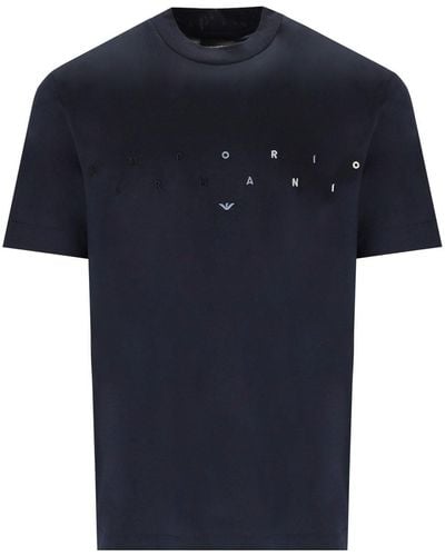 Emporio Armani Navy E T-shirt With Logo - Blauw