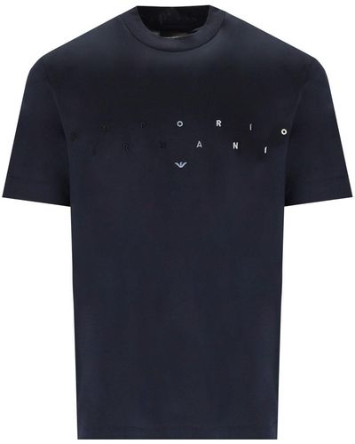 Emporio Armani Puffy marinees t-shirt mit logo - Blau