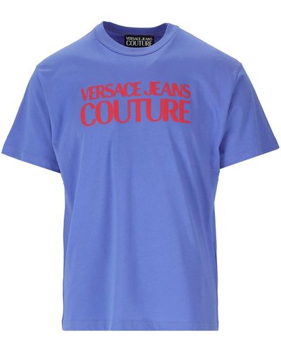 Versace Jeans Couture T-shirt Met Logoprint - Blauw