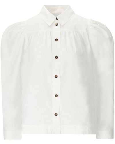 Ganni Camicia in popeline bianca - Bianco