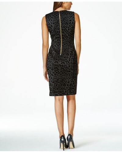 Calvin Klein Leopard-print Sheath Dress - Black
