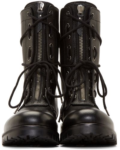 Helmut Lang Bleak Leather Combat Boots - Black