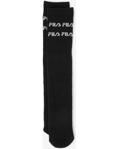 Fila Double Line Logo Knee High Sock - Black
