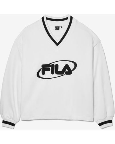 Fila Heritage Oversized V-neck Pullover - White