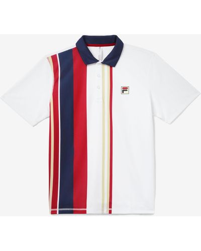 Fila Heritage Stripe Short Sleeve Polo - Red