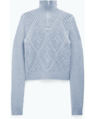 Filippa K Argyle Zip Sweater - Blue