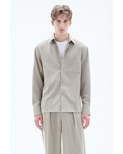 Filippa K Boxy Wool Twill Shirt - Gray
