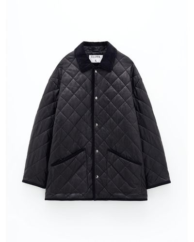 Filippa K Quilted Leather Jacket - Blue
