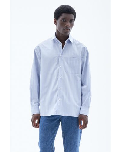 Filippa K Striped Cotton Poplin Shirt - Blue