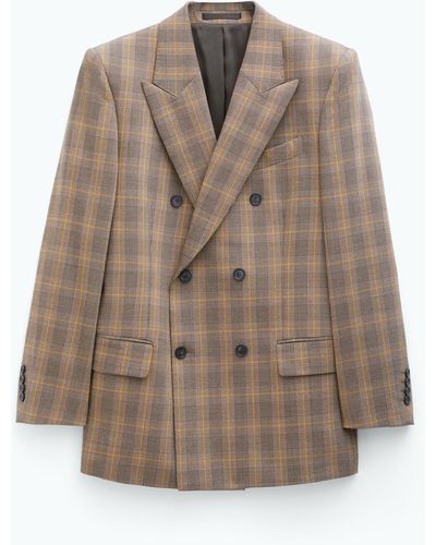 Filippa K Double Breasted Check Blazer - Natural