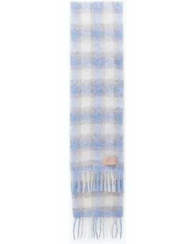 Filippa K Mohair Blend Check Scarf - Blue