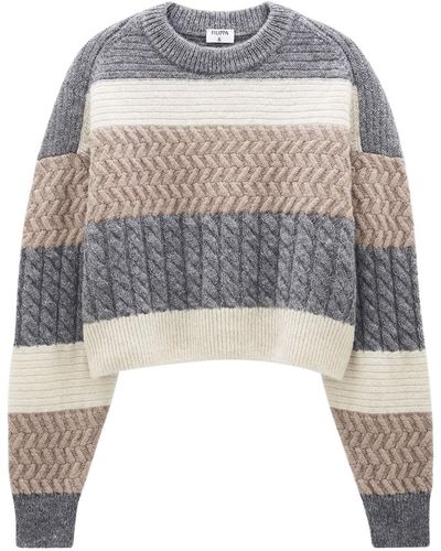 Filippa K Braided Swedish Wool Sweater - Grey