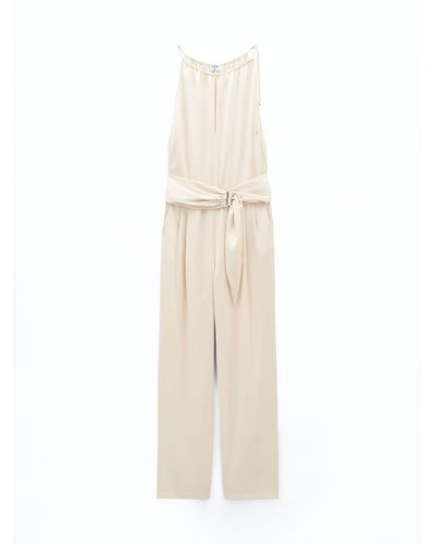 Filippa K Belted Satin Jumpsuit - White