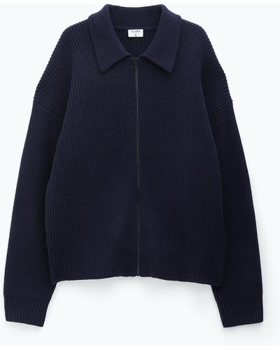 Filippa K Collar Zip Cardigan - Blue