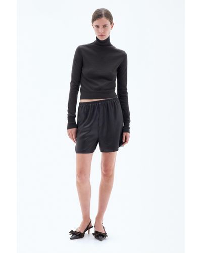 Filippa K Glossy Drawstring Shorts - Black