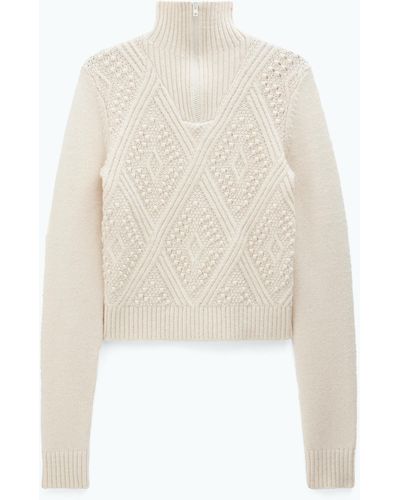 Filippa K Argyle Zip Sweater - Natural