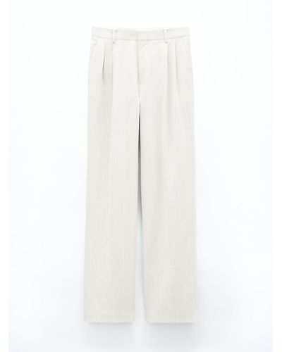 Filippa K Pleated Pinstripe Pants - White