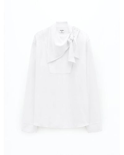 Filippa K Scarf Neck Silk Shirt - White