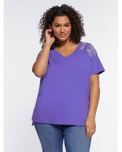 FIORELLA RUBINO T-shirt con ricamo foliage - Viola