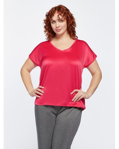 FIORELLA RUBINO T-shirt in due tessuti - Rosso