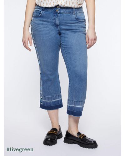 FIORELLA RUBINO Jeans kick flare con ricamo etnico - Blu