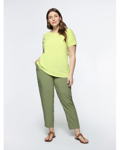 FIORELLA RUBINO T-shirt in due tessuti con bordi lurex - Verde