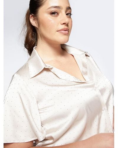 FIORELLA RUBINO Camicia in raso con micro borchie - Bianco