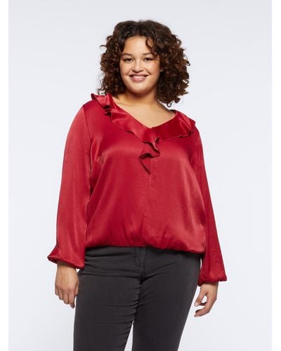 FIORELLA RUBINO Blusa con volant - Rosso