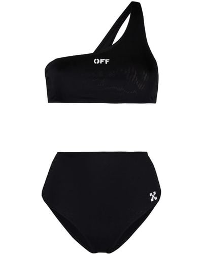 Off-White c/o Virgil Abloh Stamp Logo One Shoulder Bikini - Black