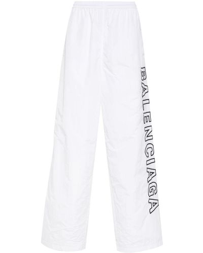 Balenciaga Embroidered-Logo Track Pants - White
