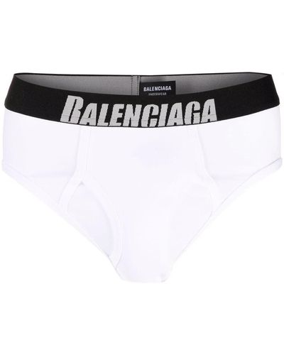 Balenciaga Logo-waist Cotton Briefs - White