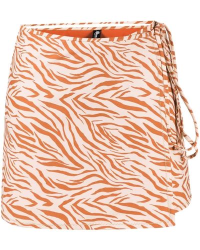 Reina Olga Bethati Zebra-print Skirt Orange