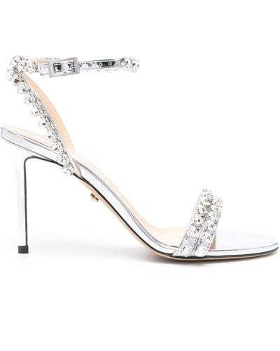 Mach & Mach Audrey 95mm Crystal-embellished Sandals - White