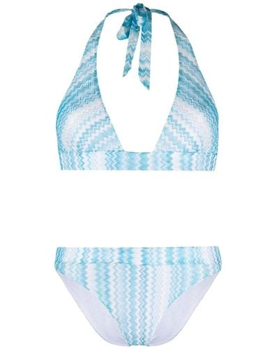 Missoni Woven Zigzag Halterneck Bikini - Blue