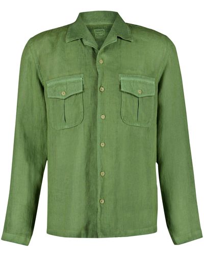 120% Lino Long-sleeve Linen Shirt - Green