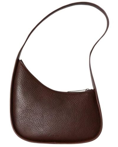 The Row Half Moon Bag In Leather - Brown