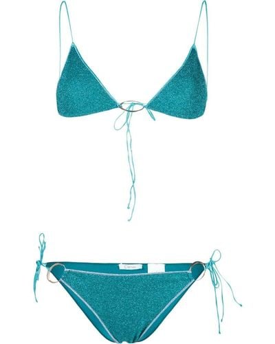 Oséree Lumiere Glitter-effect Bikini Set - Blue