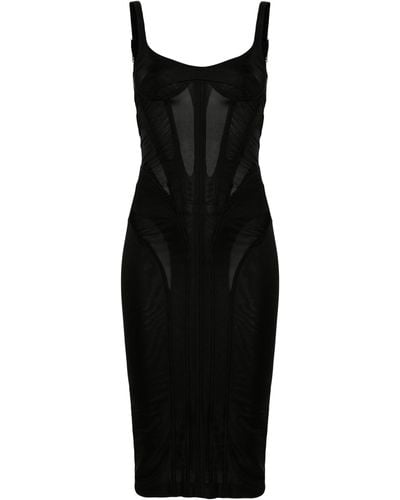 Mugler Corset-style Midi Dress - Black