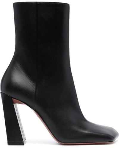 AMINA MUADDI Leather Heel Ankle Boots - Black