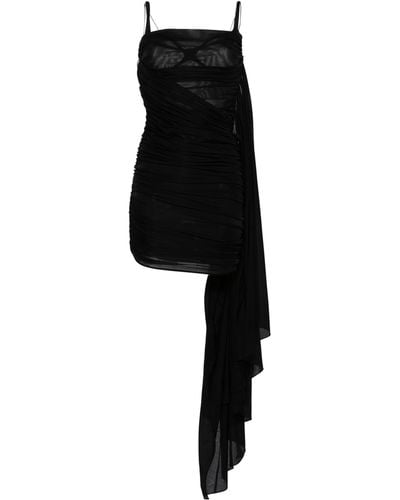 Mugler Open-back Draped Minidress - Black